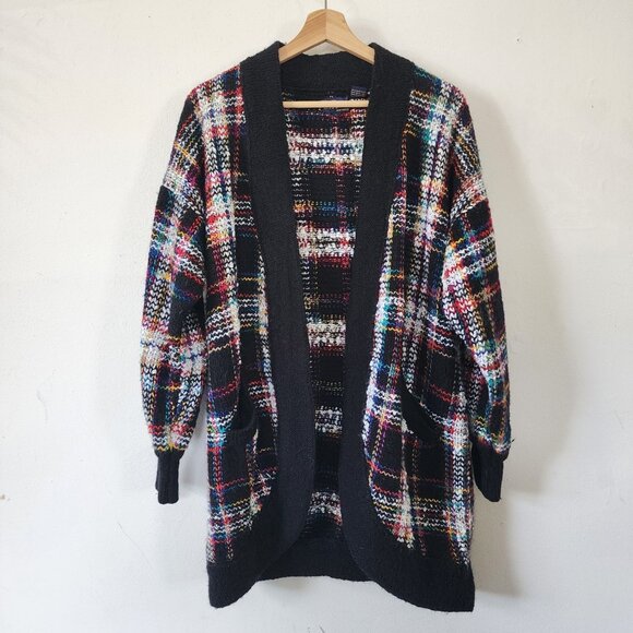 Vintage Leroy Knitwear Cardigan Sweater Small Plaid Checkered Thick Pockets - Picture 1 of 7